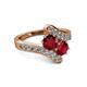 2 - Eleni Ruby with Side Diamonds Bypass Ring 