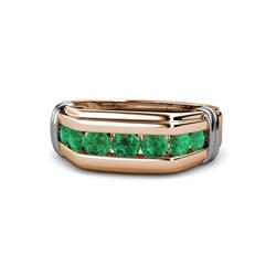 Brad Round Emerald Stone Men Wedding Ring Round Emerald ctw Stone Channel Set Men Wedding Ring K Rose Gold