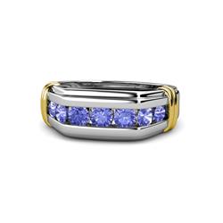 Brad Round Tanzanite Stone Men Wedding Ring Round Tanzanite ctw Stone Channel Set Men Wedding Ring K White Gold