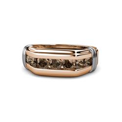 Brad Round Smoky Quartz Stone Men Wedding Ring Round Smoky Quartz ctw Stone Channel Set Men Wedding Ring K Rose Gold