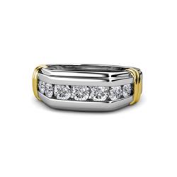 Brad Round Lab Grown Diamond Stone Men Wedding Ring Round Lab Grown Diamond ctw Stone Channel Set Men Wedding Ring K White Gold