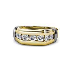 Brad Round Lab Grown Diamond Stone Men Wedding Ring Round Lab Grown Diamond ctw Stone Channel Set Men Wedding Ring K Yellow Gold