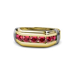 Brad Round Ruby Stone Men Wedding Ring Round Ruby ctw Stone Channel Set Men Wedding Ring K Yellow Gold