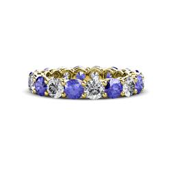 Tiffany Tanzanite and Diamond Eternity Band Tanzanite and Diamond ctw Side Gallery Shared Prong Womens Eternity Ring Stackable K Yellow Gold