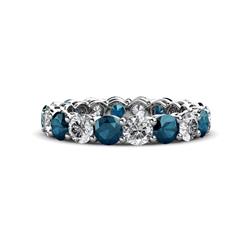 Tiffany Blue and White Diamond Eternity Band Blue and White Diamond ctw Side Gallery Shared Prong Womens Eternity Ring Stackable K White Gold