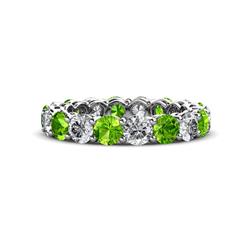 Tiffany Peridot and Diamond Eternity Band Peridot and Diamond ctw Side Gallery Shared Prong Womens Eternity Ring Stackable Platinum