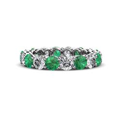 Tiffany Emerald and Diamond Eternity Band Emerald and Diamond ctw Side Gallery Shared Prong Womens Eternity Ring Stackable Platinum