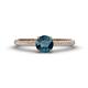 1 - Serina Classic Round Blue and White Diamond 3 Row Micro Pave Shank Engagement Ring 