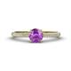 1 - Serina Classic Round Amethyst and Diamond 3 Row Micro Pave Shank Engagement Ring 