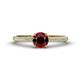1 - Serina Classic Round Red Garnet and Diamond 3 Row Micro Pave Shank Engagement Ring 
