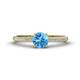 1 - Serina Classic Round Blue Topaz and Diamond 3 Row Micro Pave Shank Engagement Ring 
