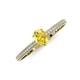 3 - Serina Classic Oval Cut Yellow Sapphire and Round Diamond 3 Row Shank Engagement Ring 