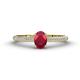 1 - Serina Classic Oval Cut Ruby and Round Diamond 3 Row Shank Engagement Ring 