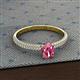 2 - Serina Classic Oval Cut Pink Tourmaline and Round Diamond 3 Row Shank Engagement Ring 