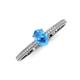 3 - Serina Classic Oval Cut Blue Topaz and Round Diamond 3 Row Shank Engagement Ring 