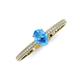 3 - Serina Classic Oval Cut Blue Topaz and Round Diamond 3 Row Shank Engagement Ring 