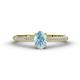 1 - Serina Classic Oval Cut Aquamarine and Round Diamond 3 Row Shank Engagement Ring 