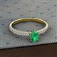 2 - Serina Classic Oval Cut Emerald and Round Diamond 3 Row Shank Engagement Ring 
