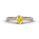 1 - Serina Classic Oval Cut Yellow Sapphire and Round Diamond 3 Row Shank Engagement Ring 