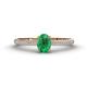 1 - Serina Classic Oval Cut Emerald and Round Diamond 3 Row Shank Engagement Ring 