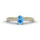 1 - Serina Classic Oval Cut Blue Topaz and Round Diamond 3 Row Shank Engagement Ring 