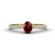 1 - Serina Classic Oval Cut Red Garnet and Round Diamond 3 Row Shank Engagement Ring 