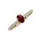 3 - Serina Classic Oval Cut Red Garnet and Round Diamond 3 Row Shank Engagement Ring 