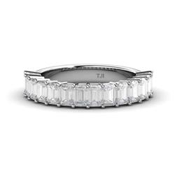 Alaya Emerald Cut White Sapphire Stone Wedding Band Emerald Cut x White Sapphire ctw Stone Womens Wedding Band Stackable K White Gold