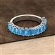 3 - Alaya Emerald Cut Blue Topaz 14 Stone Wedding Band 