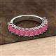 3 - Alaya Emerald Cut Rhodolite Garnet 14 Stone Wedding Band 