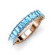 4 - Alaya Emerald Cut Blue Topaz 14 Stone Wedding Band 