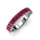 4 - Alaya Emerald Cut Rhodolite Garnet 14 Stone Wedding Band 