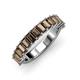 4 - Alaya Emerald Cut Smoky Quartz 14 Stone Wedding Band 