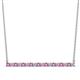 1 - Noya 2.00 mm Round Pink Sapphire and Diamond Horizontal Bar Pendant Necklace 
