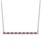 1 - Noya 2.00 mm Round Rhodolite Garnet and Diamond Horizontal Bar Pendant Necklace 