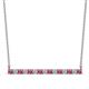 1 - Noya 2.50 mm Round Pink Tourmaline and Diamond Horizontal Bar Pendant Necklace 