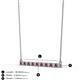 2 - Noya 2.00 mm Round Rhodolite Garnet and Diamond Horizontal Bar Pendant Necklace 