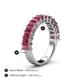 5 - Alaya Emerald Cut Rhodolite Garnet 14 Stone Wedding Band 