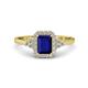 1 - Josie Rainbow Emerald Cut Lab Created Blue Sapphire and Round Diamond Halo Engagement Ring 