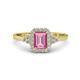 1 - Josie Rainbow Emerald Cut Lab Created Pink Sapphire and Round Diamond Halo Engagement Ring 