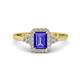 1 - Josie Rainbow Emerald Cut Tanzanite and Round Diamond Halo Engagement Ring 