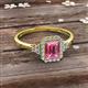 2 - Josie Rainbow Emerald Cut Pink Tourmaline and Round Diamond Halo Engagement Ring 