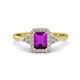 1 - Josie Rainbow Emerald Cut Amethyst and Round Diamond Halo Engagement Ring 
