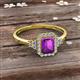2 - Josie Rainbow Emerald Cut Amethyst and Round Diamond Halo Engagement Ring 