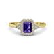 1 - Josie Rainbow Emerald Cut Iolite and Round Diamond Halo Engagement Ring 
