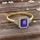 2 - Josie Rainbow Emerald Cut Iolite and Round Diamond Halo Engagement Ring 