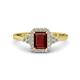 1 - Josie Rainbow Emerald Cut Red Garnet and Round Diamond Halo Engagement Ring 