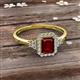 2 - Josie Rainbow Emerald Cut Red Garnet and Round Diamond Halo Engagement Ring 