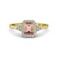 1 - Josie Rainbow Emerald Cut Morganite and Round Diamond Halo Engagement Ring 