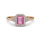 1 - Josie Rainbow Emerald Cut Lab Created Pink Sapphire and Round Diamond Halo Engagement Ring 